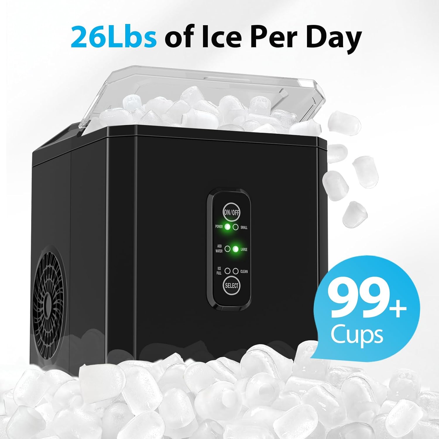 Aeitto Countertop Ice Maker: 9 Bullet Cubes in 6 Mins – US Stock