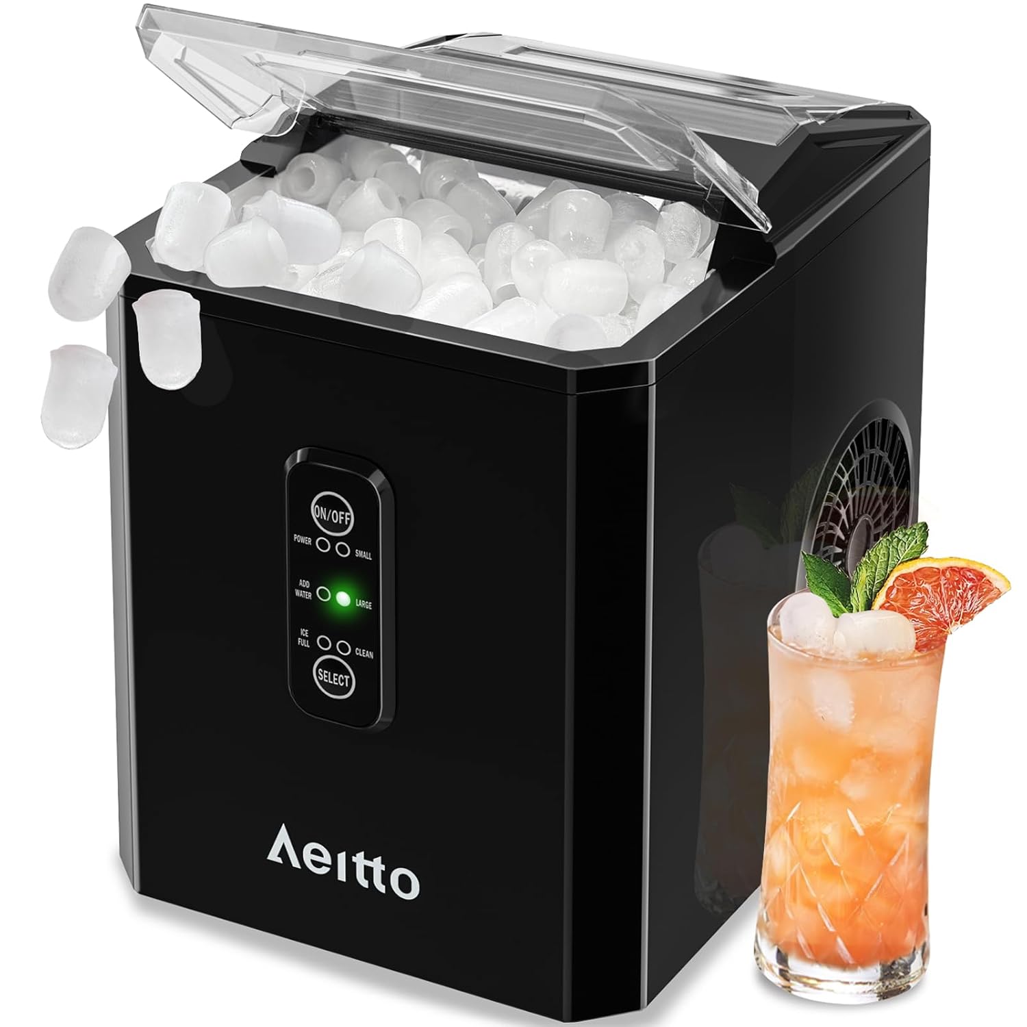 Aeitto Countertop Ice Maker: 9 Bullet Cubes in 6 Mins – US Stock