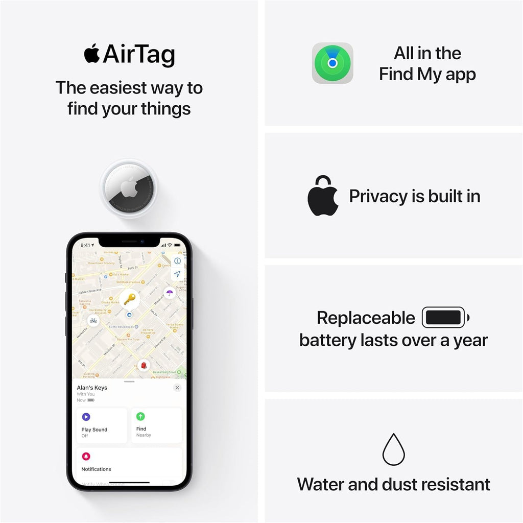 Apple AirTag (4-Pack) – One-Tap Bluetooth Tracker (US Stock)