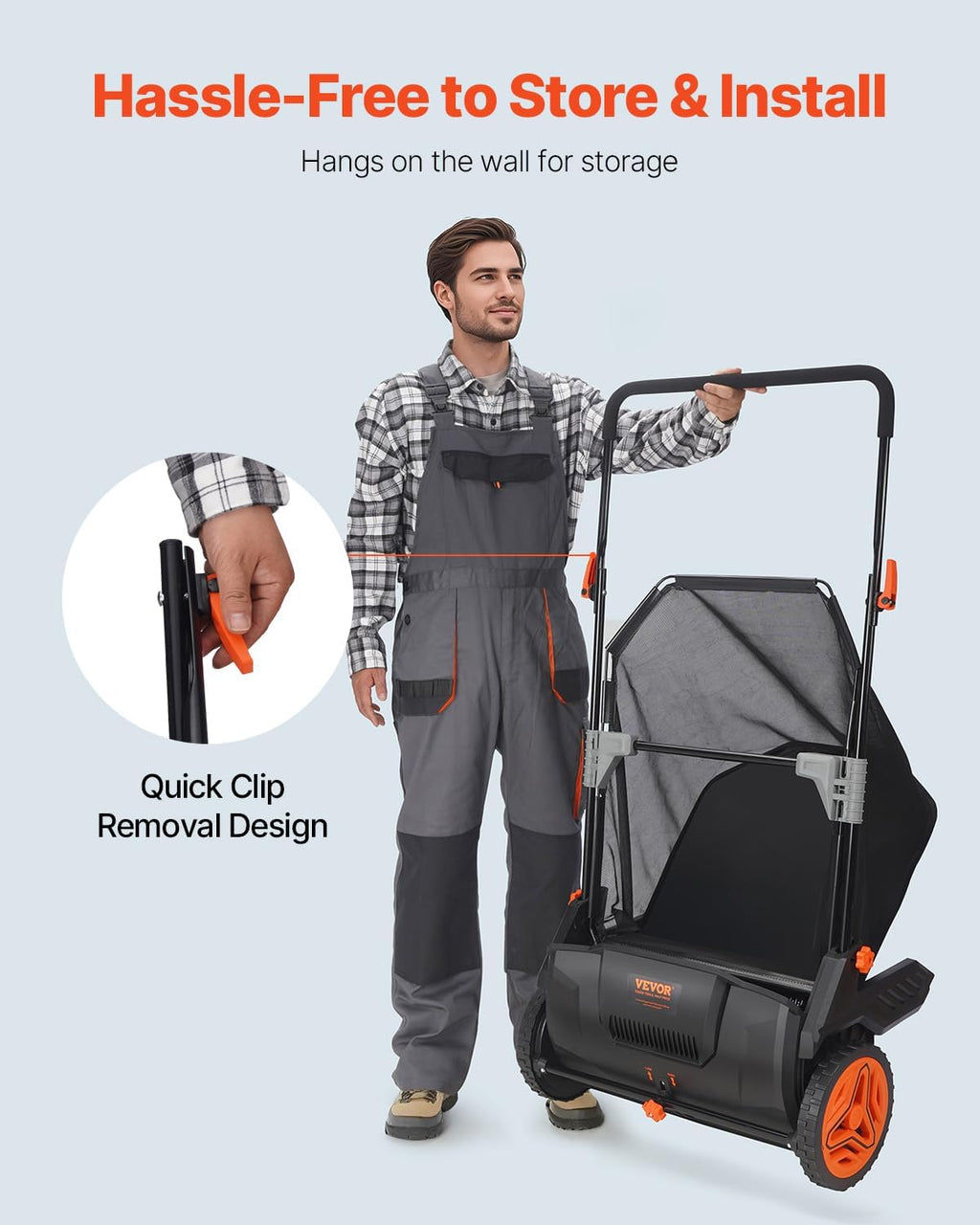 Push Lawn Sweeper: Heavy Duty Leaf & Grass Collector – US Stock