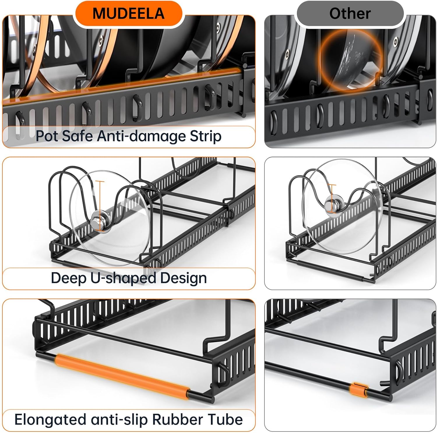 MUDEELA Pots and Pans Organizer Rack.