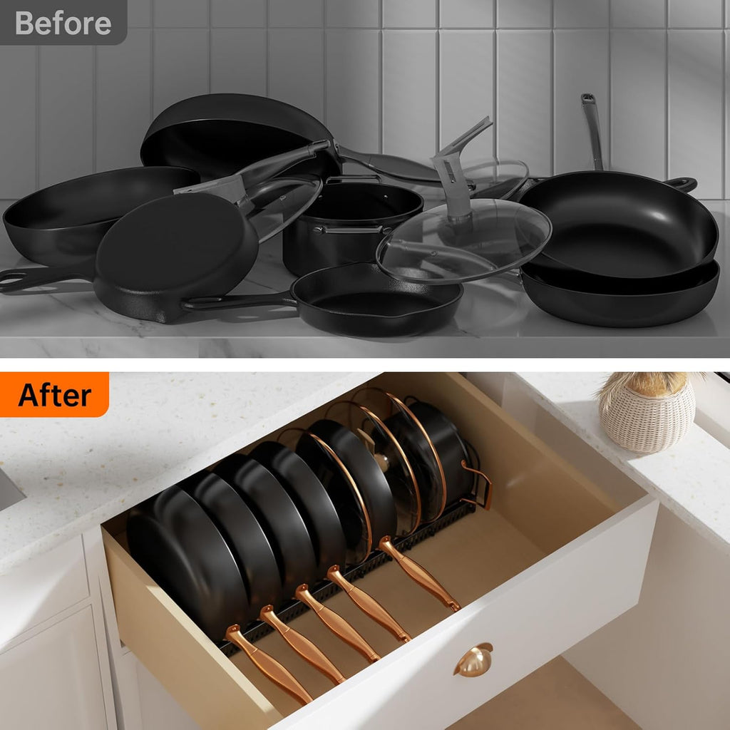 MUDEELA Pots and Pans Organizer Rack.