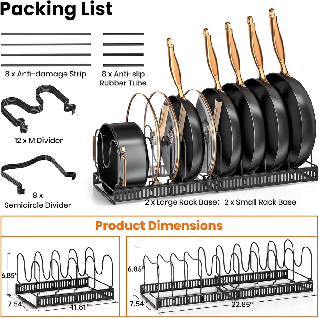MUDEELA Pots and Pans Organizer Rack.