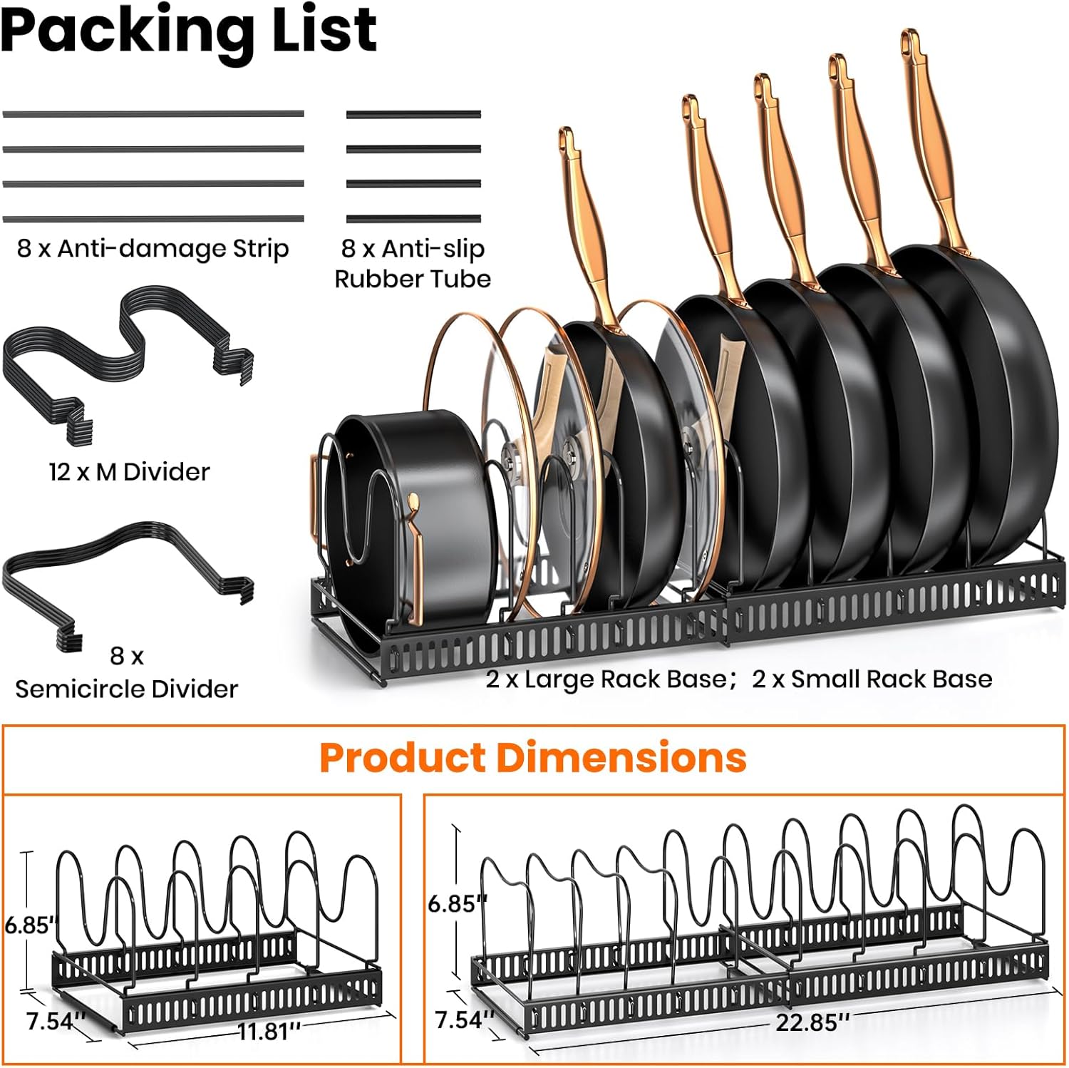 MUDEELA Pots and Pans Organizer Rack.