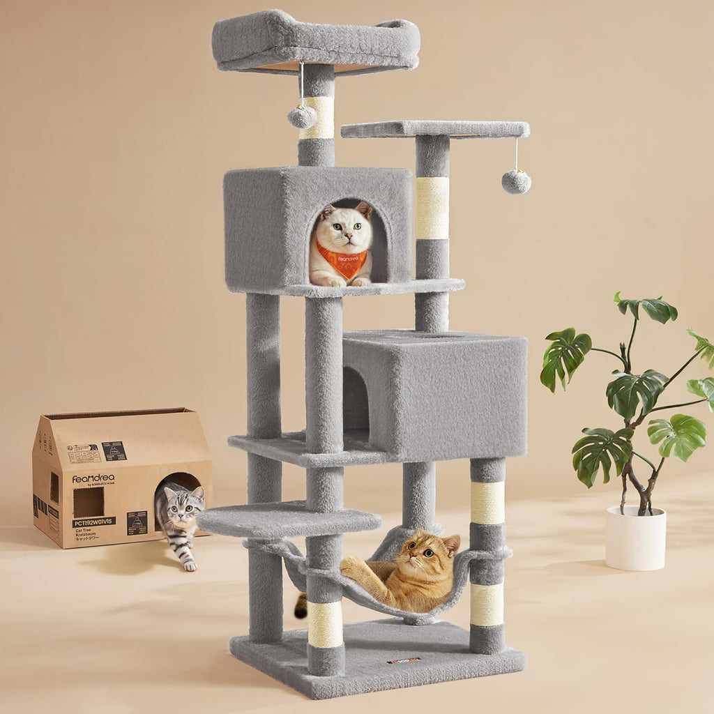 Feandrea Cat Tree, 59.5-Inch Tall Cat Tower