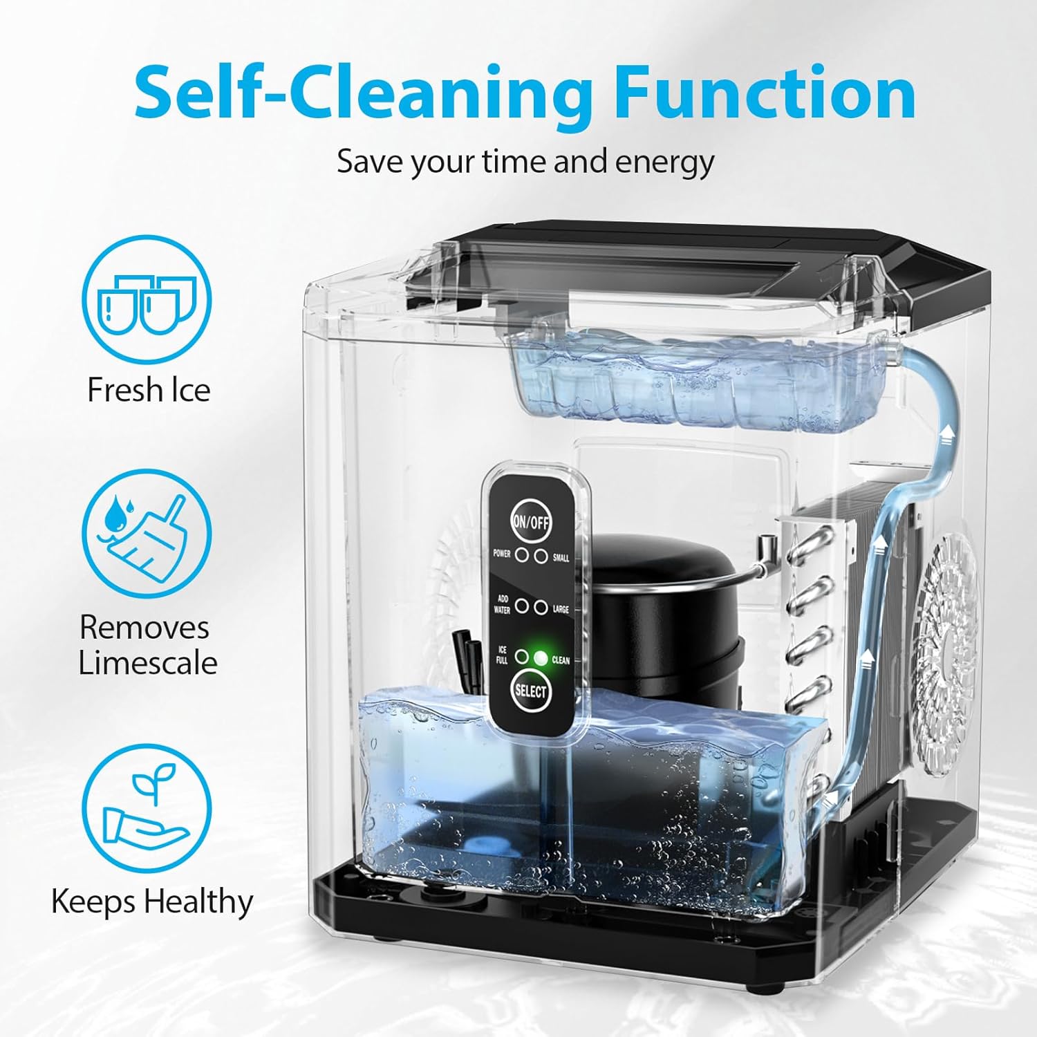 Aeitto Countertop Ice Maker: 9 Bullet Cubes in 6 Mins – US Stock