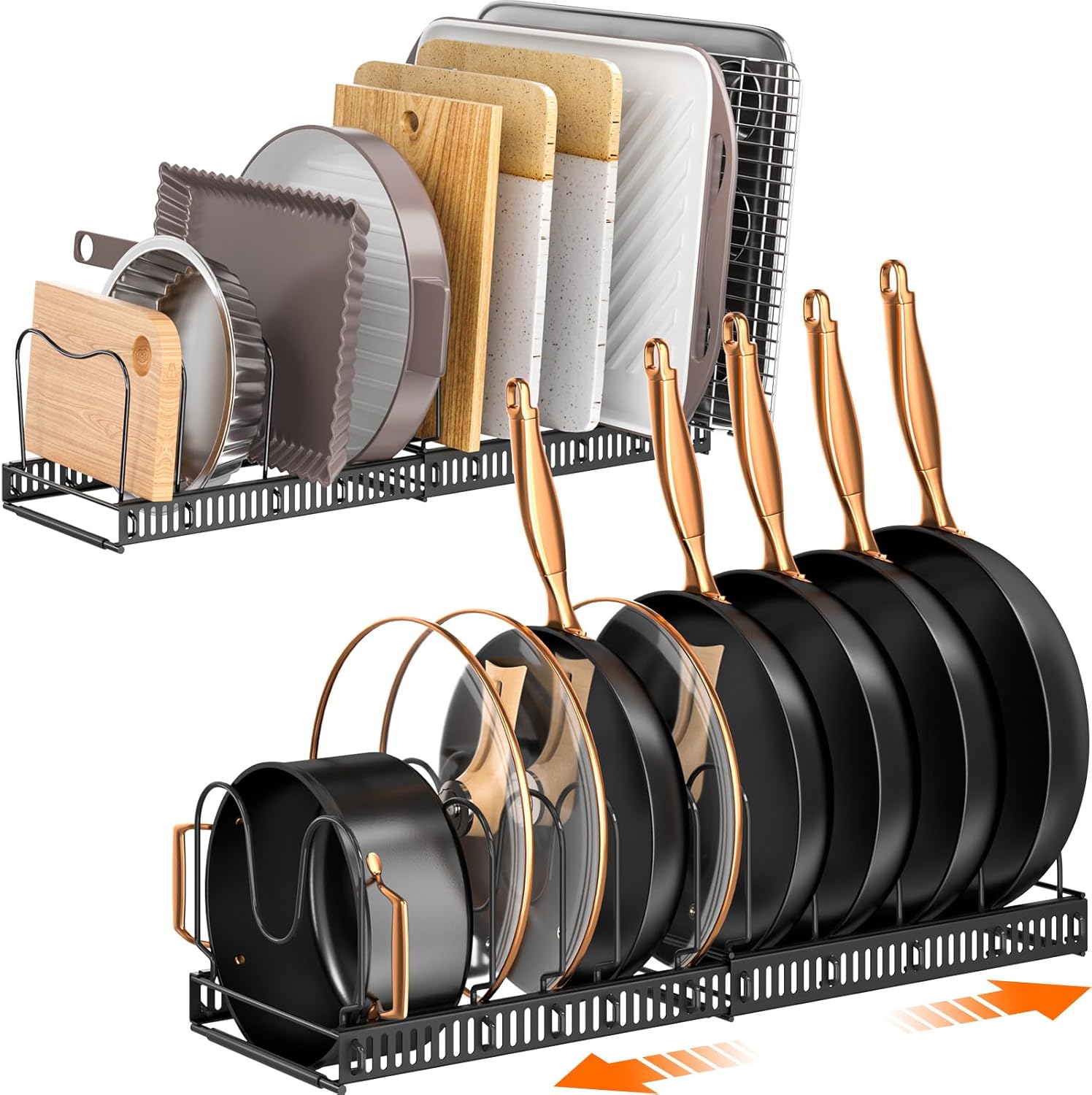 MUDEELA Pots and Pans Organizer Rack.