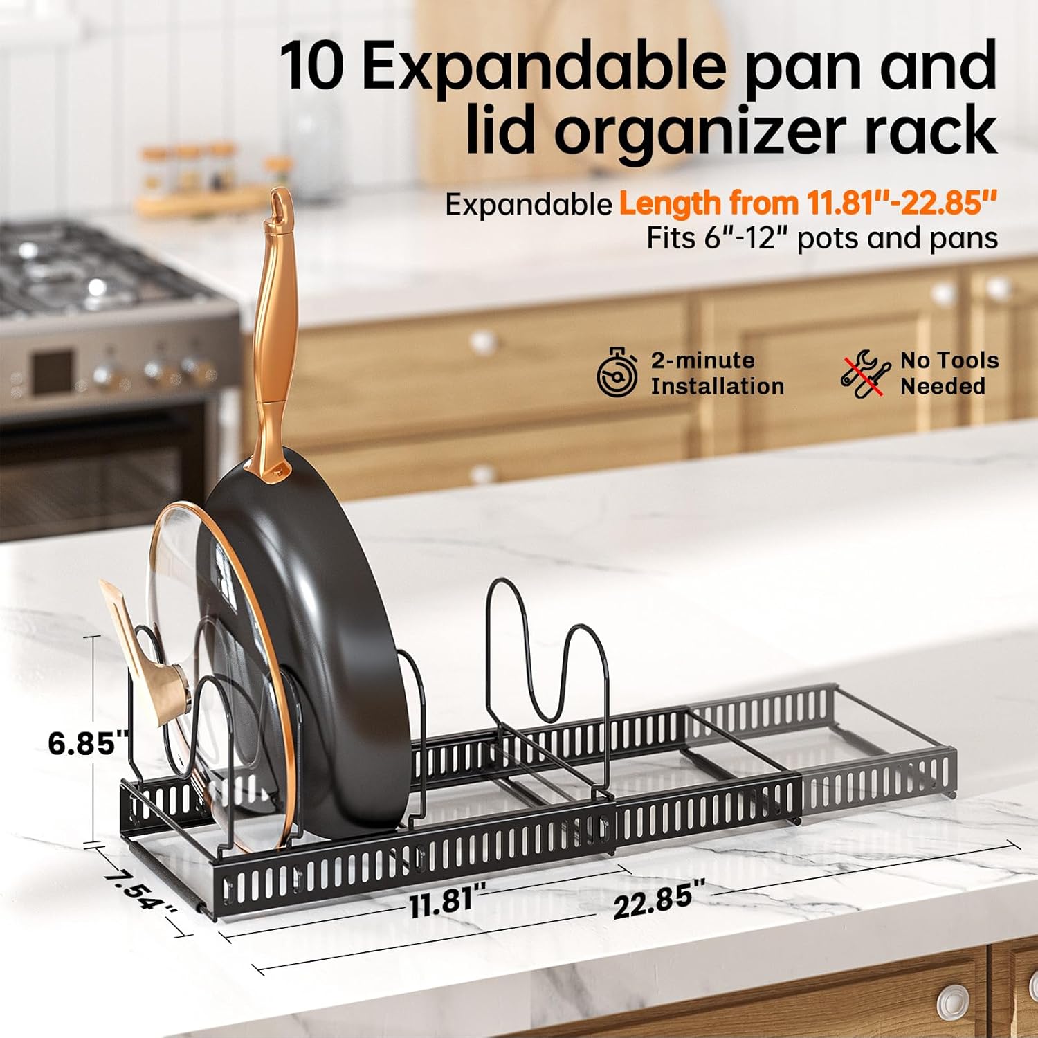 MUDEELA Pots and Pans Organizer Rack.