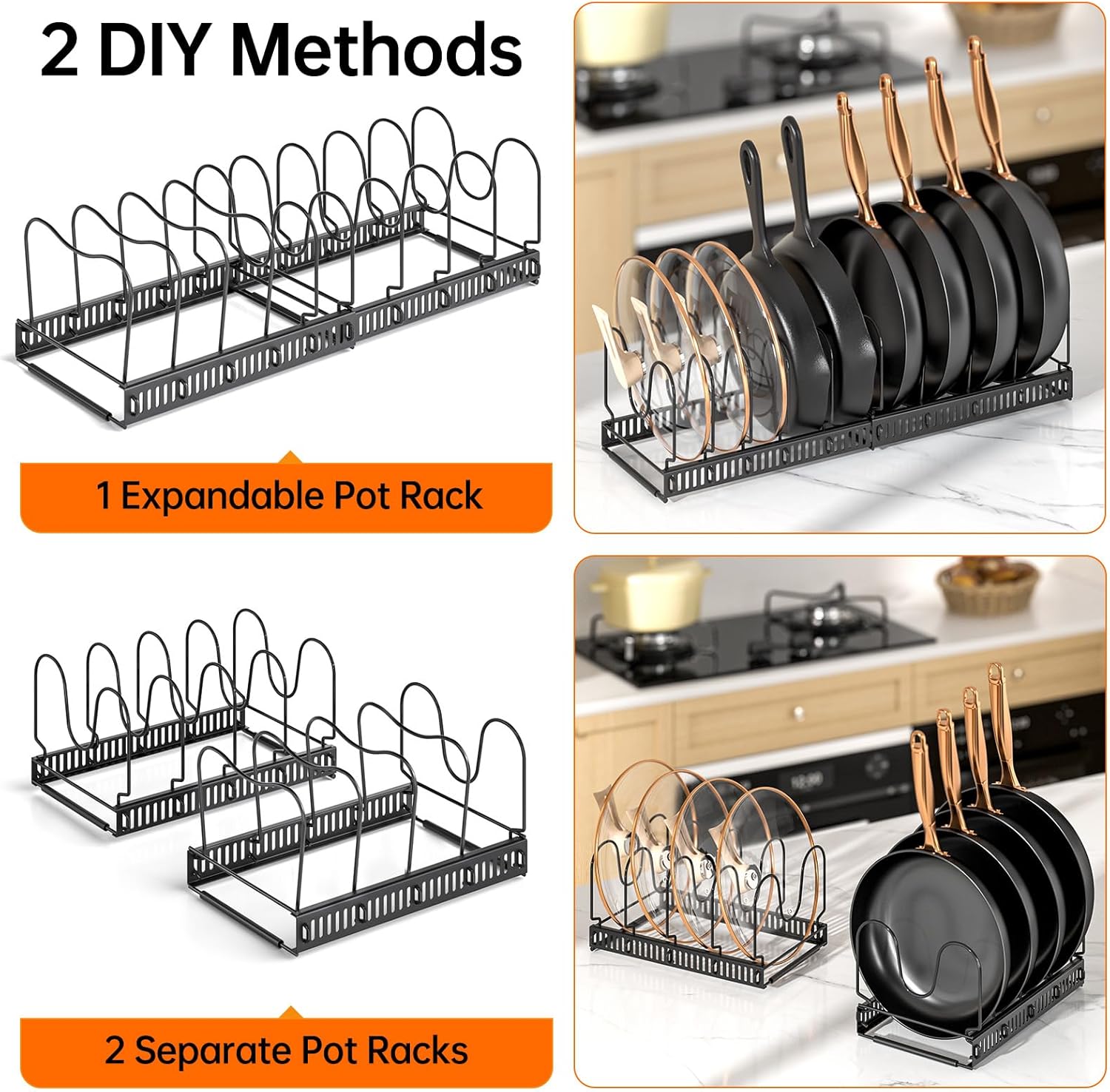 MUDEELA Pots and Pans Organizer Rack.