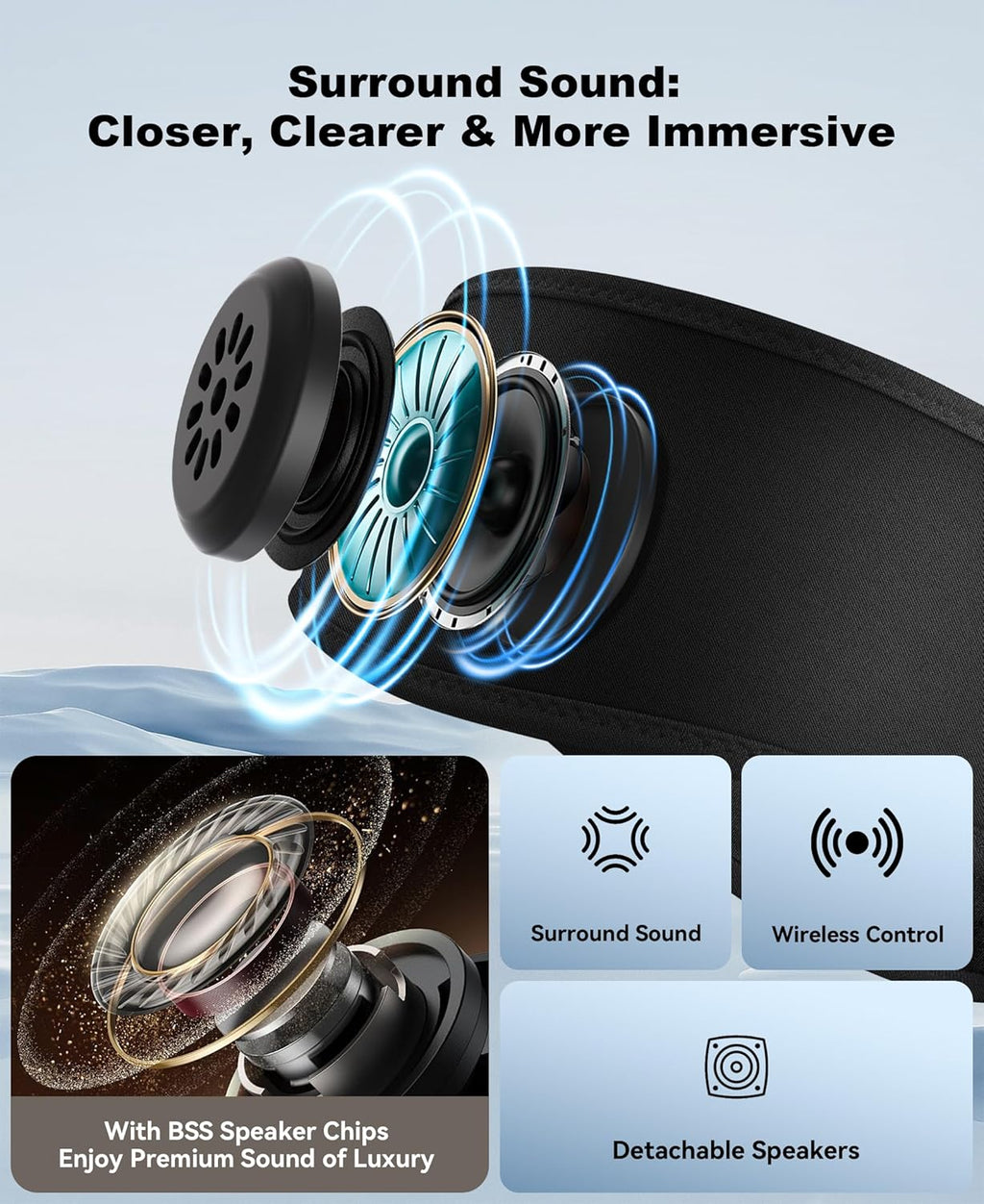 MUSICOZY Bluetooth 5.4 Sleep Headphones – US Stock: 3-in-1 Wireless Sports Headband & HD Stereo Earbuds