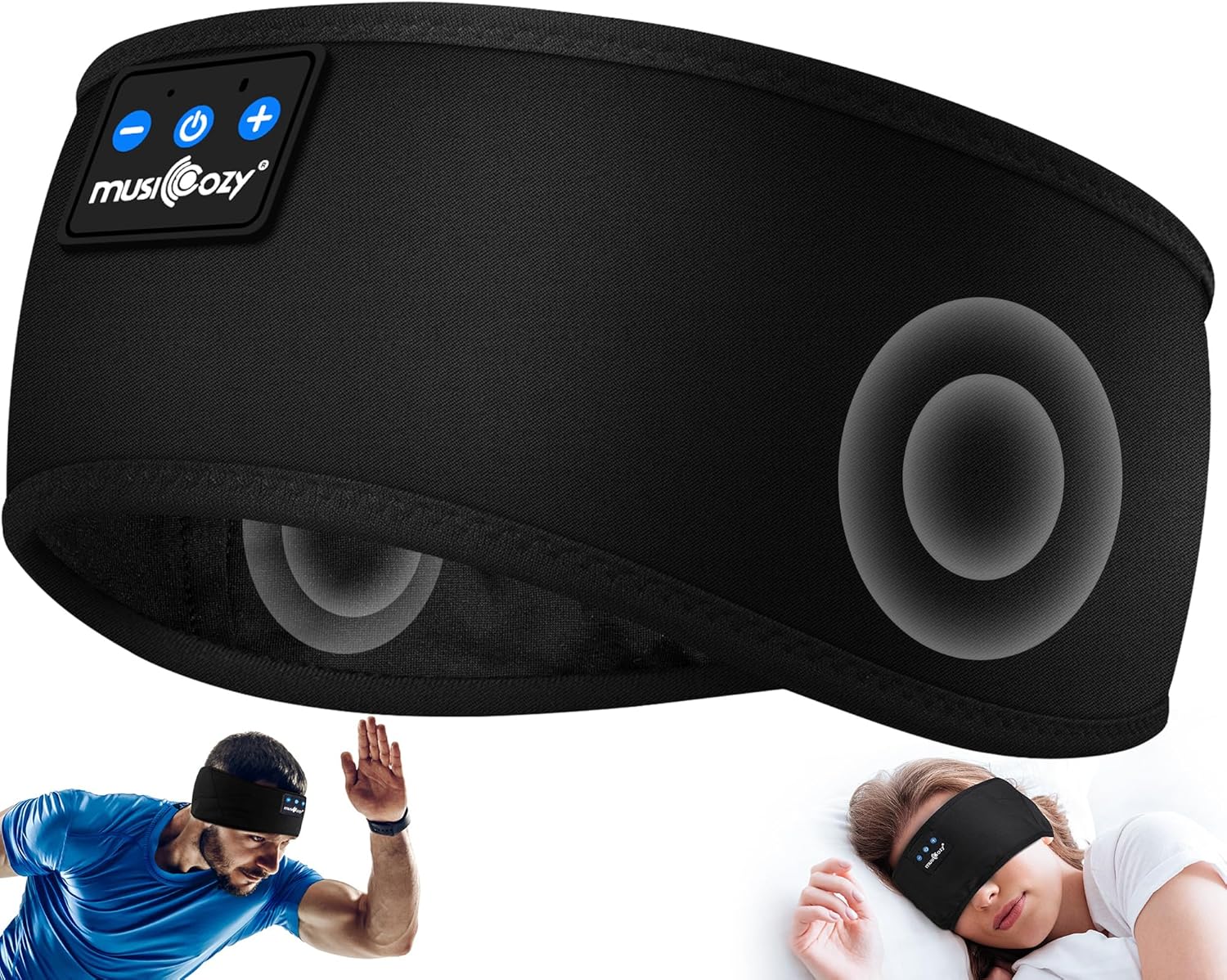 MUSICOZY Bluetooth 5.4 Sleep Headphones – US Stock: 3-in-1 Wireless Sports Headband & HD Stereo Earbuds