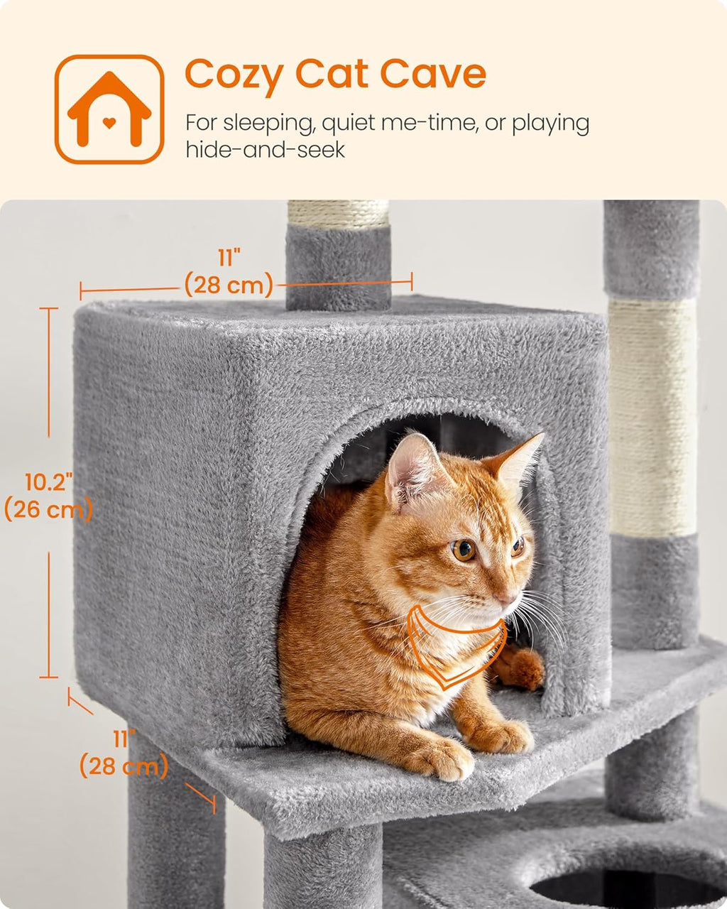 Feandrea Cat Tree, 59.5-Inch Tall Cat Tower