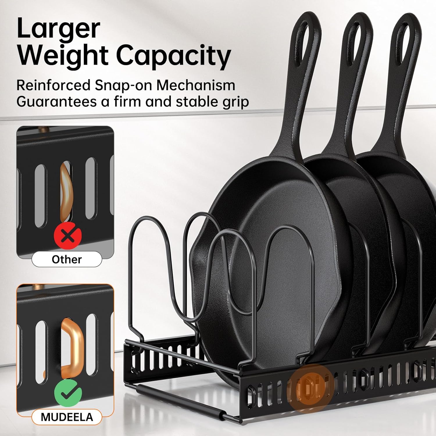 MUDEELA Pots and Pans Organizer Rack.