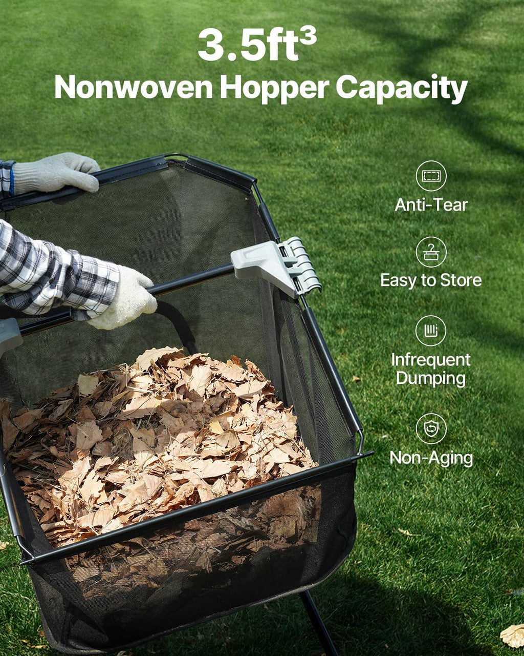 Push Lawn Sweeper: Heavy Duty Leaf & Grass Collector – US Stock