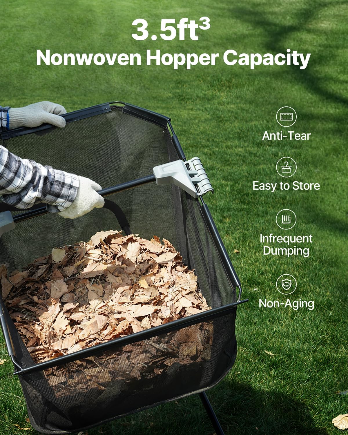 Push Lawn Sweeper: Heavy Duty Leaf & Grass Collector – US Stock