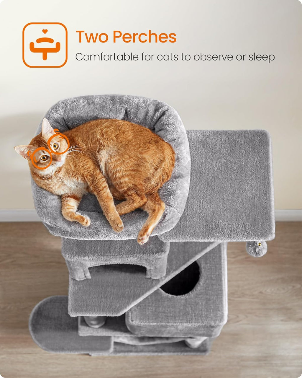 Feandrea Cat Tree, 59.5-Inch Tall Cat Tower