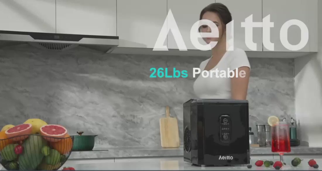 Aeitto Countertop Ice Maker: 9 Bullet Cubes in 6 Mins – US Stock